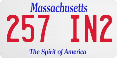 MA license plate 257IN2