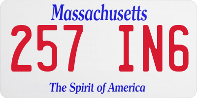 MA license plate 257IN6