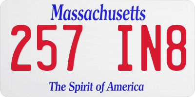 MA license plate 257IN8
