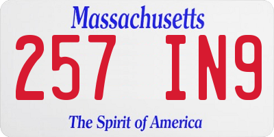 MA license plate 257IN9