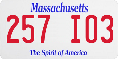 MA license plate 257IO3