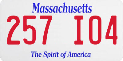 MA license plate 257IO4