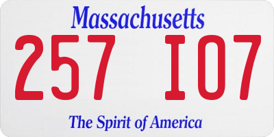 MA license plate 257IO7