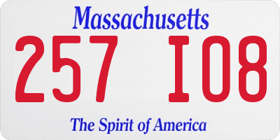 MA license plate 257IO8