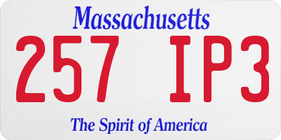 MA license plate 257IP3
