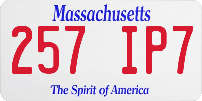 MA license plate 257IP7
