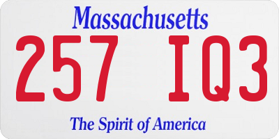 MA license plate 257IQ3