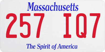 MA license plate 257IQ7