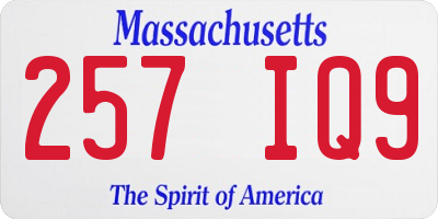 MA license plate 257IQ9