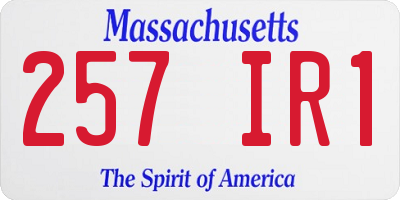 MA license plate 257IR1