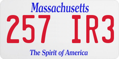 MA license plate 257IR3