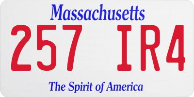 MA license plate 257IR4