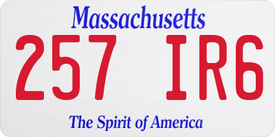 MA license plate 257IR6