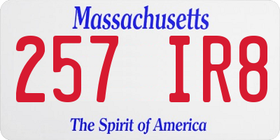 MA license plate 257IR8