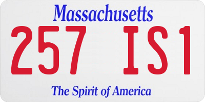 MA license plate 257IS1