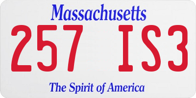 MA license plate 257IS3
