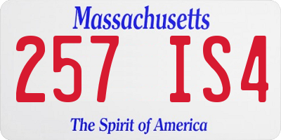 MA license plate 257IS4