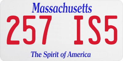 MA license plate 257IS5