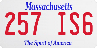 MA license plate 257IS6
