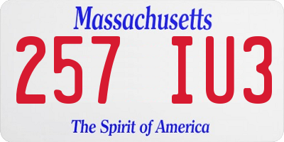 MA license plate 257IU3