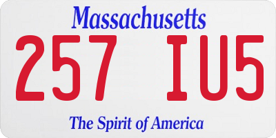 MA license plate 257IU5