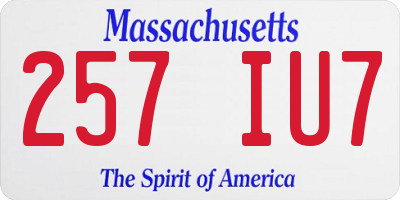 MA license plate 257IU7