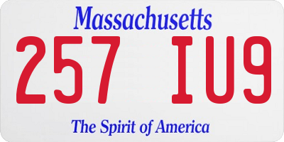 MA license plate 257IU9