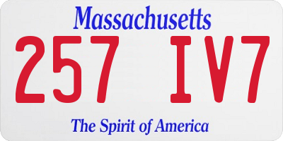 MA license plate 257IV7