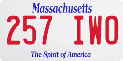 MA license plate 257IW0