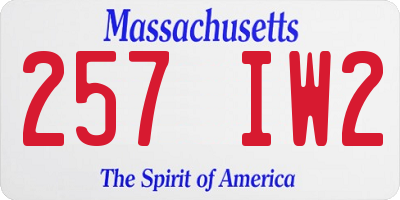 MA license plate 257IW2
