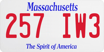 MA license plate 257IW3