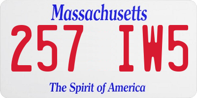 MA license plate 257IW5