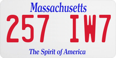 MA license plate 257IW7