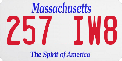 MA license plate 257IW8