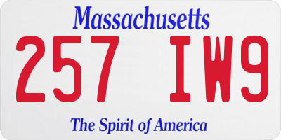 MA license plate 257IW9