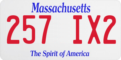 MA license plate 257IX2