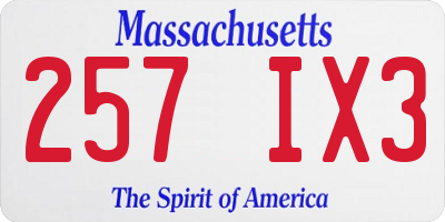 MA license plate 257IX3