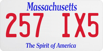 MA license plate 257IX5