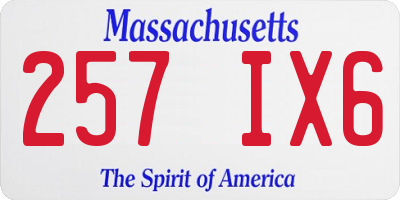 MA license plate 257IX6