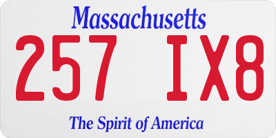 MA license plate 257IX8