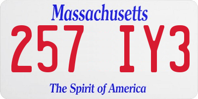 MA license plate 257IY3