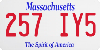 MA license plate 257IY5