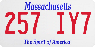 MA license plate 257IY7