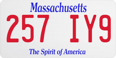 MA license plate 257IY9