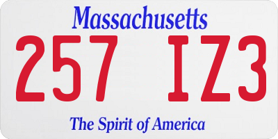 MA license plate 257IZ3