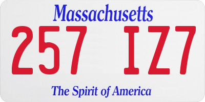 MA license plate 257IZ7