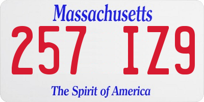 MA license plate 257IZ9