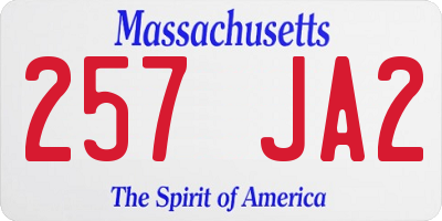 MA license plate 257JA2