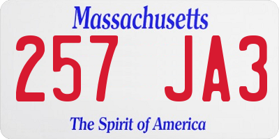 MA license plate 257JA3
