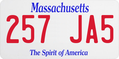 MA license plate 257JA5